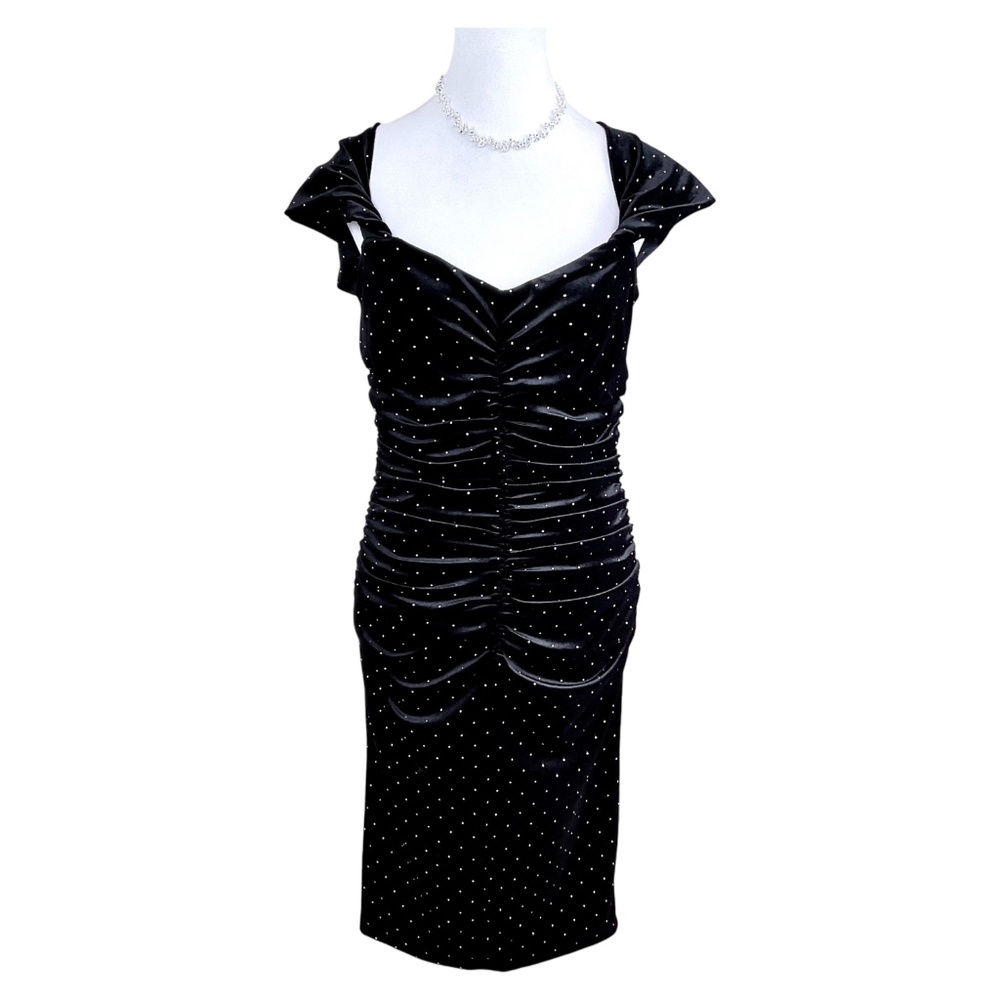 Black Halo Dress Cocktail Black Velvet Samson Dots (8)